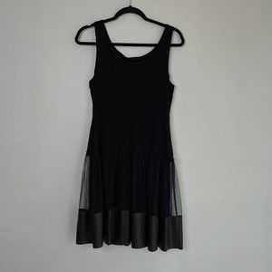 Bailey 44 Black A Line Dress with Leather (L)